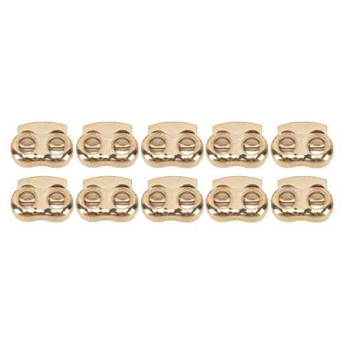 10Pcs Cord Lock Stopper Clamp Locker for Drawstring Shoelaces Lace Locking End Tightener Zinc Alloy Spring Buckle Round Gold