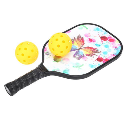 2pcs Pickleball Paddles Set Outdoor Sport Portable Carbon Fiber Racquets with 2 Balls