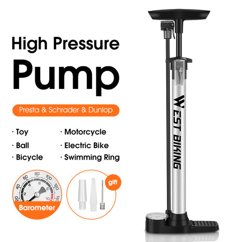 WEST BIKING 140psi High Pressure Inflator Bicycle Floor Pump Manual Inflator Pump Bike Ball Pump