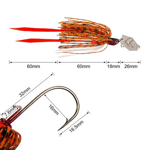 10g Bladed Jig Fishing Lure Spinner Bait Squid Lure Silicone Skirt with Hook