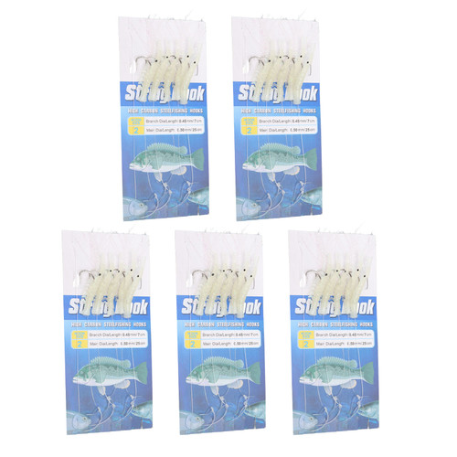 5 Pack Luminous Fishing Shrimp Lures Bait Artificial Carbon Steel Fishing Lure with Hooks for Freshwater Saltwater Type 2