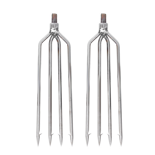 2 pcs Stainless Steel 4 Prongs Harpoon Gig Gaff Hook Barb Fish Spear for Outdoor Fishing Tackle