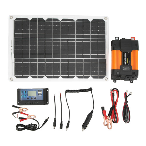 Portable Solar Power System 4000W Power Inverter 30A 12V 24V Solar Charge Controller 18W 18V Solar Panel Kit 500W 12V to 220V