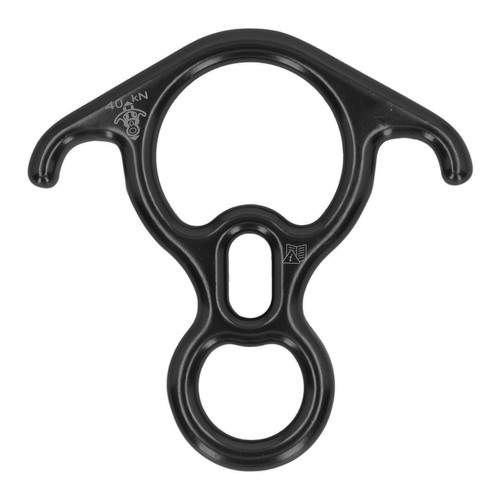 Descender Gear Aluminium Alloy 40KN Pulling Force Ox Horn Shaped Rock Climbing Rigging Plate for Safety Equipment Black