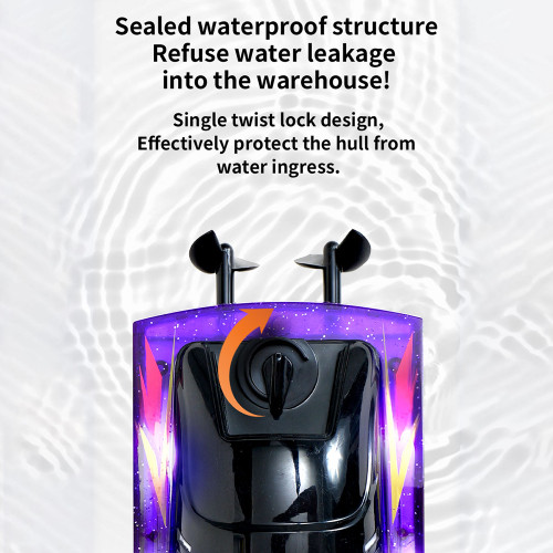 Remote Control Boat for Adults & Kids, 2.4GHz High Speed Remote Control Speedboat for Pool and Lake, Electric Boat Toy with LED Light, 3 Batteries (Transparent Purple)