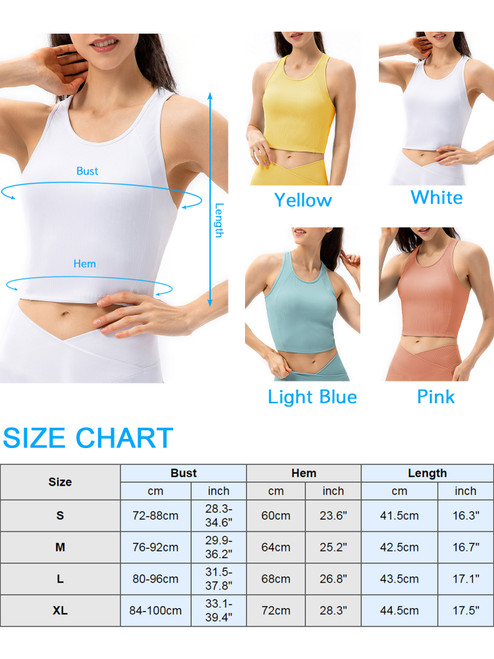 Women Yoga Tank Tops with Built in Bra Crop Sports Vests for Workout Running Gym Home