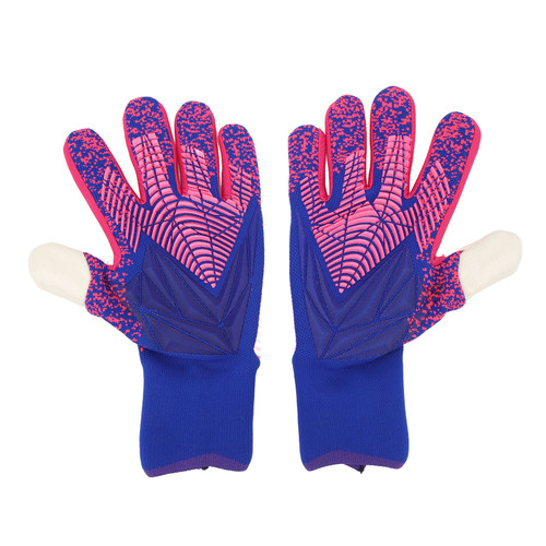 1Pair Goalkeeper Gloves Soccer Goalie Gloves Latex Strong Grip Breathable Comfortable Sports Gloves for Training Purple Size 9