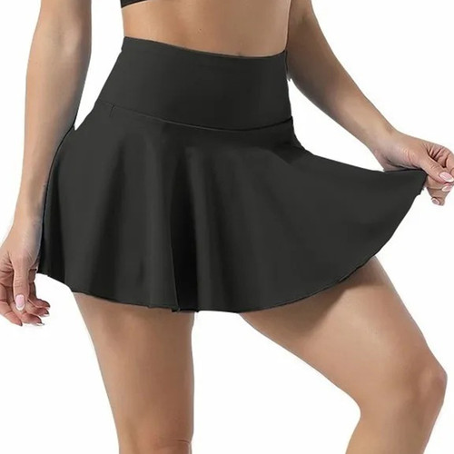 High Waisted Pleated Tennis Skirt Women Girls Golf Skirt with Pocket for Dance Leisure Yoga Black L