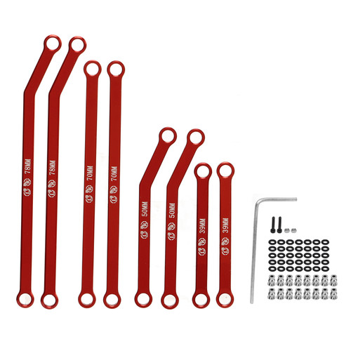 High Clearance RC Front Links Set for AXIAL SCX24 1/24 RC Crawler Car Aluminium Alloy RC Steering Linkage Rod Set Red