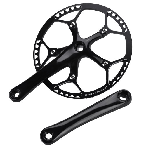 Mountain Bike Aluminum Alloy Hollow Integral Single Speed Crank Set Arm (Black)