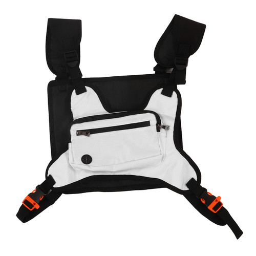 Chest Vest Rig Pouch Bag Outdoor Chest Bag White with Reflective Stripe Adjustable Strap for Fitness Leisure Sports