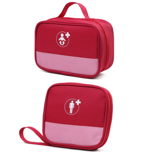 Empty Emergency Bag Travel Pouch with Zipper Compact Storage Survival Bag for Car Workshop Cycling Outdoors Red