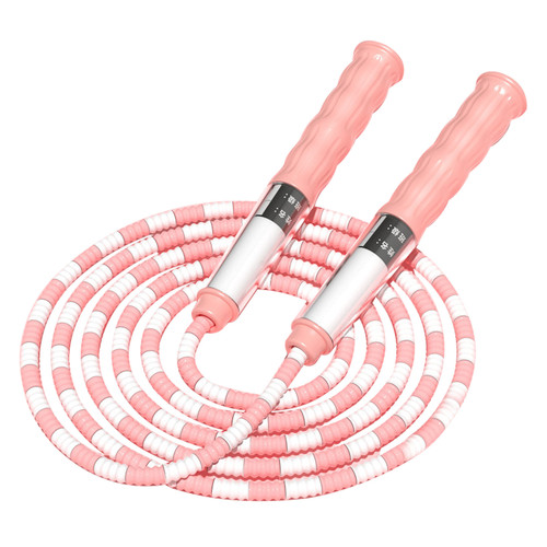 Jump Rope Adjustable with Name Tag Anti Slip Handle Grip Soft Pattern Tube Wrapped Skipping Rope for Kids Fitness Exercise Pink