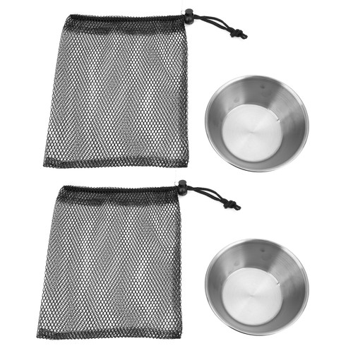 2Pcs Bowl with Foldable Handle Outdoor Camping Wide Mouth Measuring Picnic Supplies