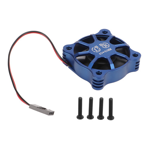 Motor Cooling Fan Aluminum Alloy Fast Heat Dissipation RC Cooling Fan with Metal Mesh Cover for 1/10 1/12 1/8 RC Car Dark Blue