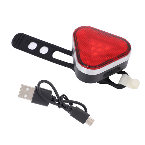 Bike Tail Light Rechargeable Waterproof Bicycle Triangular Warning Tail Lamp with 4 Flashing Modes