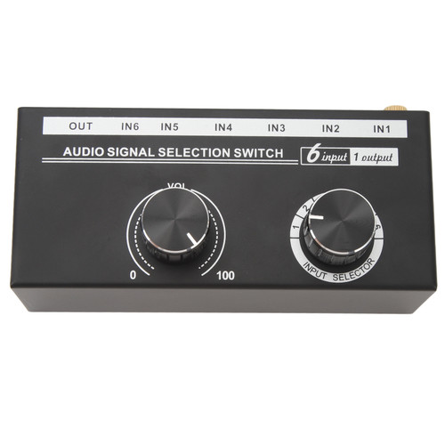 QH 06 6 Input 1 Output Audio Switcher 6 in 1 Out Audio Signal Selector Switcher Source Selection Switcher Phone Computer Sharing