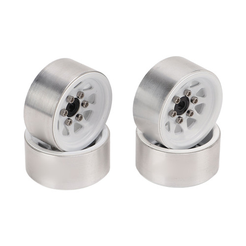 4 Pcs 1in RC Wheel Hub Lightweight Universal RC Car Replacement Metal Wheel Rims for Upgrade White