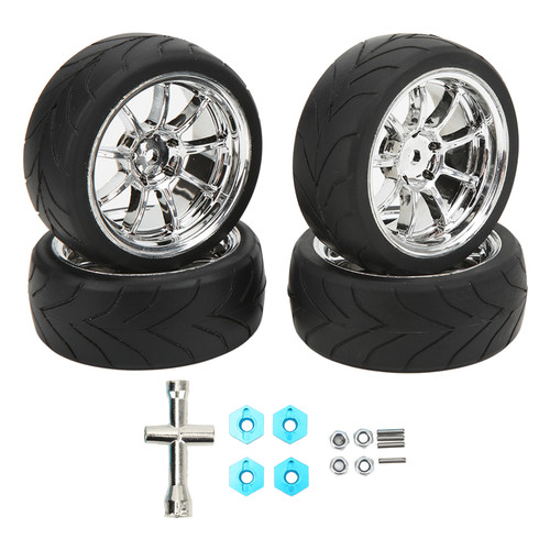4PCS 1/10 RC Wheels Strong Cushioning High Abrasion Resistance RC Tires Rubber RC Car Tires for Most 1/10 Flat Sports Car A Tire