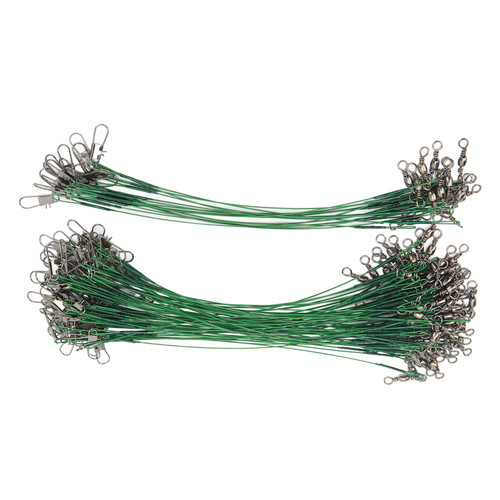 100PCS Fishing Leader Swivels Snap Anti Corroison Hard Steel Wire Leader for Saltwater 15cm / 5.9in