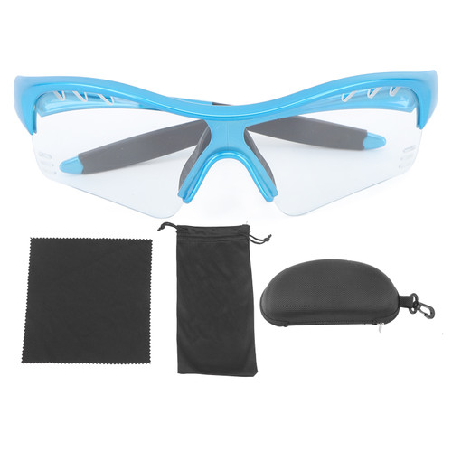 Outdoor Sunglasses Windproof UV Protection TR Ergonomics Riding Sunglasses for Hiking Children Blue Frame Transparent Lens