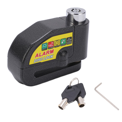 Bike Disc Brake Lock Anti Theft Electric Motorcycle Alarm Disc Lock with 110dB Alarm Sound for Motorbike Bike ScooterBlack