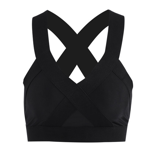Women's Wire Free Gym Bra Yoga Running Vest Workout Sports Fitness (Black S)