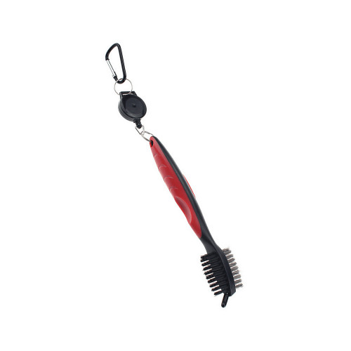 Muti Functional Golf Brush Club Groove Cleaner with Zip line Carabiner Golf Cleaning Tool Red