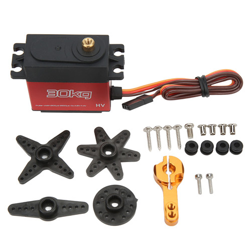RC 30KG Servo Aluminium Alloy Waterproof Quick Response Anti Interference RC Steering Engine with 25T Metal Servo Arm