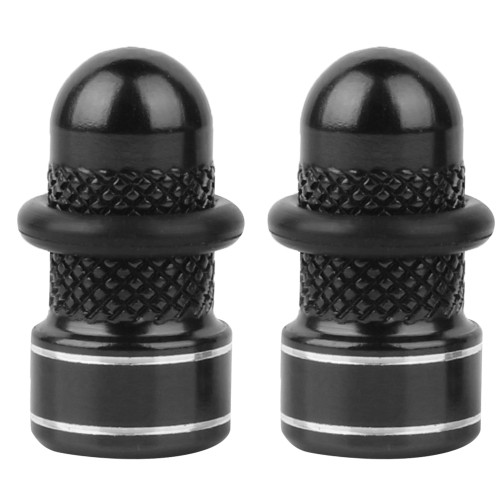 1Pair Aluminum Alloy Anodized Bike Tire Rim Wheel Air Valve Anti dust Cover Caps (Black)