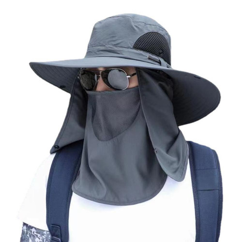Outdoor Sun Hat with Face Neck Flap UV Protection Breathable Wide Brim Bucket Hat for Men Women Summer Fishing Hiking
