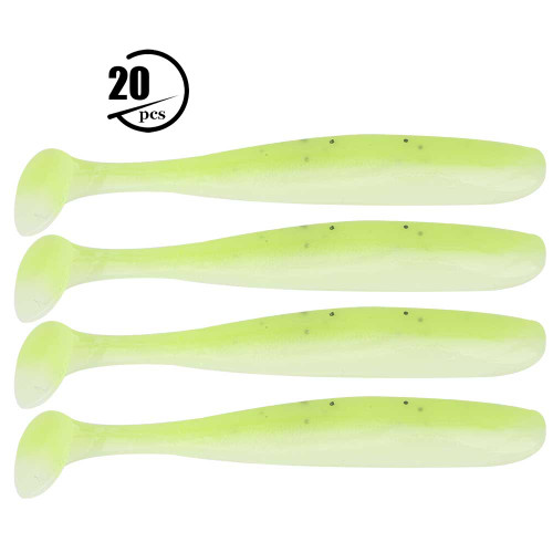 20PCS 7.5cm Soft Plastic Fishing Lures t tail Grub Worm Baits Fish Tackle Accessory