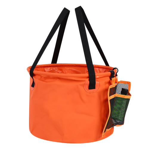 30L Folding Water Bucket Collapsible Outdoor Fishing Camping Container with Drain Mesh Bag
