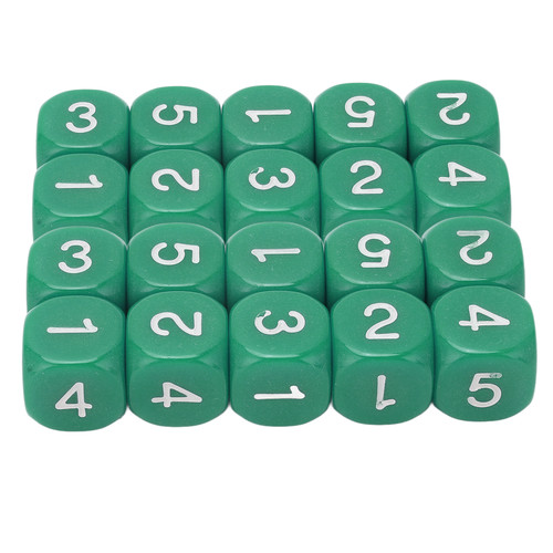 20PCS 6 Sides Number Dice Round Corner Design Plastic Dice Set Board Game Teaching Tools Green