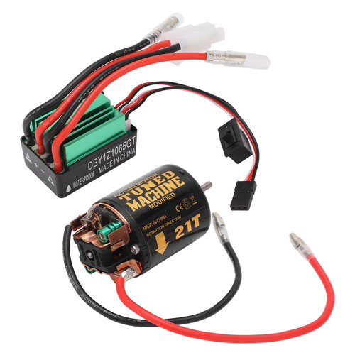 Brushed Motor ESC Combo with 540 21T Brushed Motor 65A Waterproof Green Brushed ESC for Traxxas for Tamiya