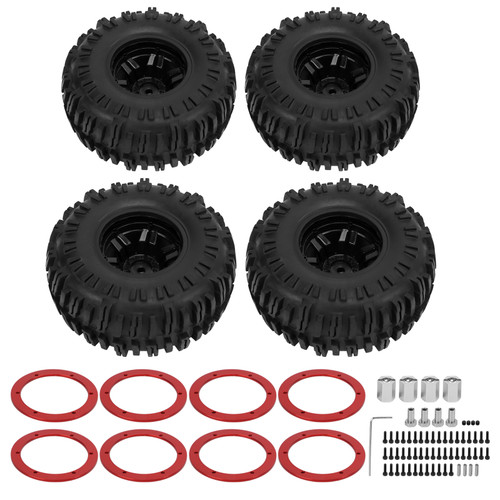 4pcs RC Front Rear Rubber Tires and 6 Spoke Wheel Rims Set for ARRMA SENTON 1/10 RC Car Upgrade Parts Black