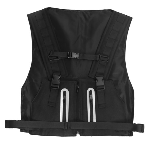 Outdoors Reflective Vest Multifunction Polyester Safety Adjustable Cycling WaistcoatBlack