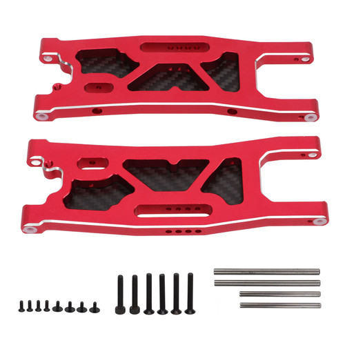 RC Car Rear Suspension Arm Aluminum Alloy Swing Arm Dustproof Carbon Plate Kit for Traxxas 1/8 Sledg Remote Control Car Red