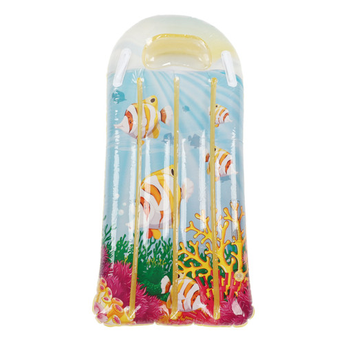 Inflatable Pool Float Kids Lounger Thickened PVC Swimming Floating Mat with Handle Yellow Tropical Fish