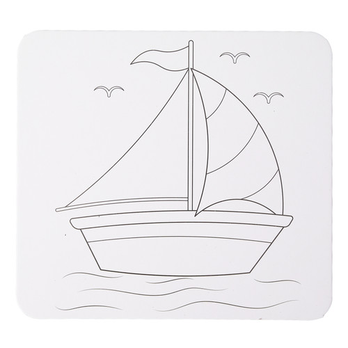 Pre Drawn Canvas Panel for Kids Cute Cartoon Pattern Imagination Development Pre Printed Canvas DIY Coloring Board Sailboat