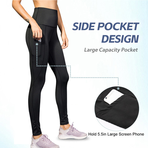 2pcs Women Yoga Pants with Pockets Quick Dry High Waist Workout Leggings Running Pants