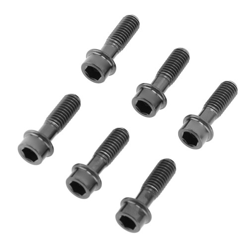 6PCS Bicycle Stem Bolt M5 X 16mm Titanium Alloy Waterproof Rustproof Handlebar Stem Bolts Screw for Mountain Bike Black