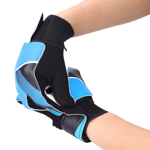 Kids Children Goalkeeper Glove NOn Slip Latex Soccer Finger Gloves(Blue M)