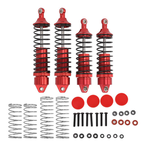 4pcs Front Rear Shock Damper Aluminum Alloy Springs Damper Accessories Fit for TRAXXAS SLASH 1/10 RC Car Red
