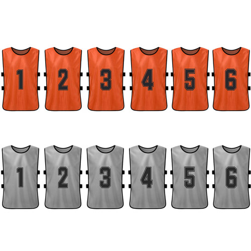 12 PCS Adults Soccer Pinnies 2 Colors Quick Drying Football Team Jerseys Youth Sports Scrimmage Soccer Team Training Numbered Bibs Practice Sports Vest