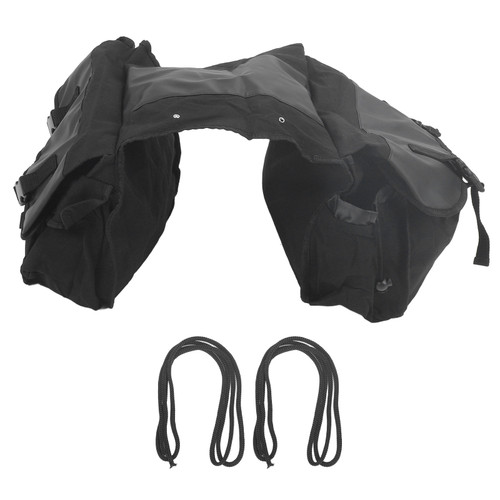 Bicycle Rear Seat Bag Black Large Capacity Canvas Waterproof Elastic Cord Fixing Bike Backseat Bag for Accessory