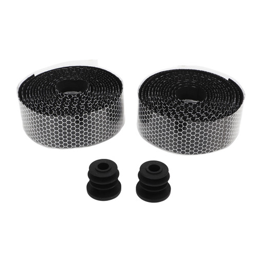 Bike Handlebar Tapes PU Leather Honeycomb Breathable Cycling Handle Wraps with Back Adhesive for Road Bikes White