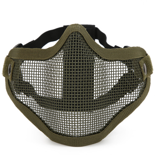 Metal Mesh Face Guard Tactics Half Cover Protective Safety Film Pure Color Anti Riot CS(Green )