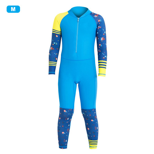 LS-18822 Outdoor Children Boys Girls Long Sleeves Swimming One Piece Diving Suit Wetsuit(Blue for boys M)