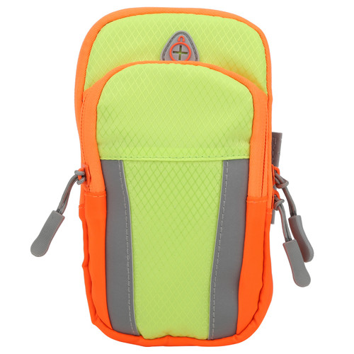 Nylon Mobile Phone Arm Bag Multipocket Men and Women for Mountaineering Fitness Running(Fruit Green )
